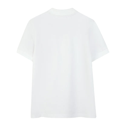 White - Back - Hugo Childrens-Kids Ribbed Short-Sleeved Polo Shirt