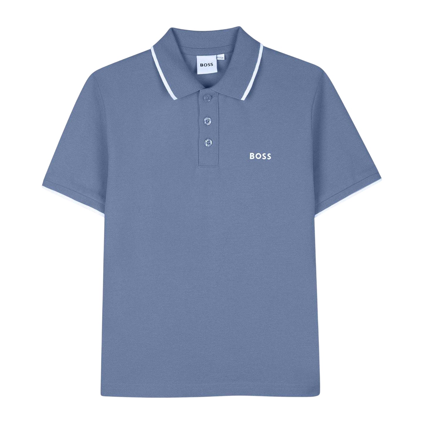 Lavender Blue - Front - Boss Childrens-Kids Contrast Tipped Short-Sleeved Polo Shirt