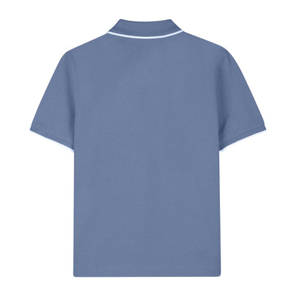 Lavender Blue - Back - Boss Childrens-Kids Contrast Tipped Short-Sleeved Polo Shirt