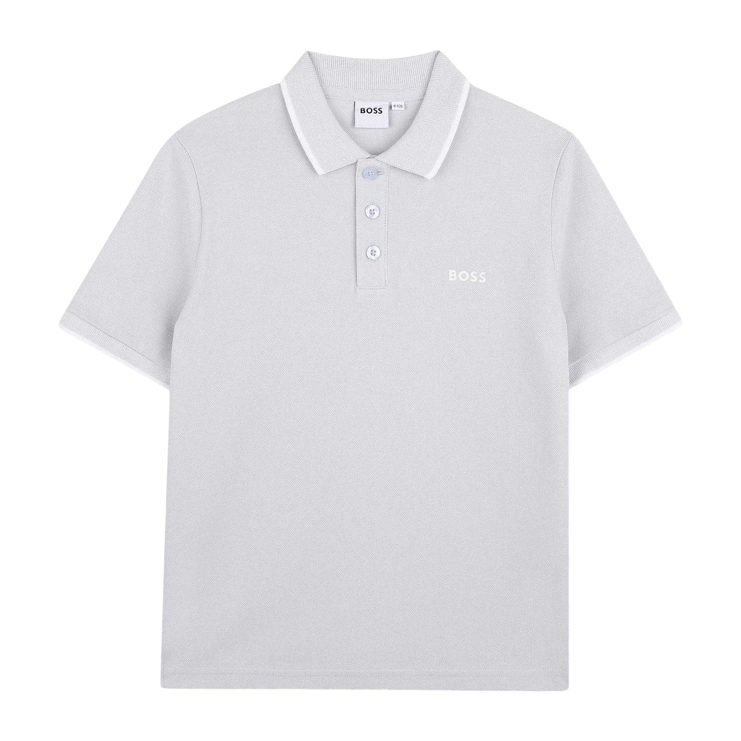 Pale Blue - Front - Boss Childrens-Kids Contrast Tipped Short-Sleeved Polo Shirt