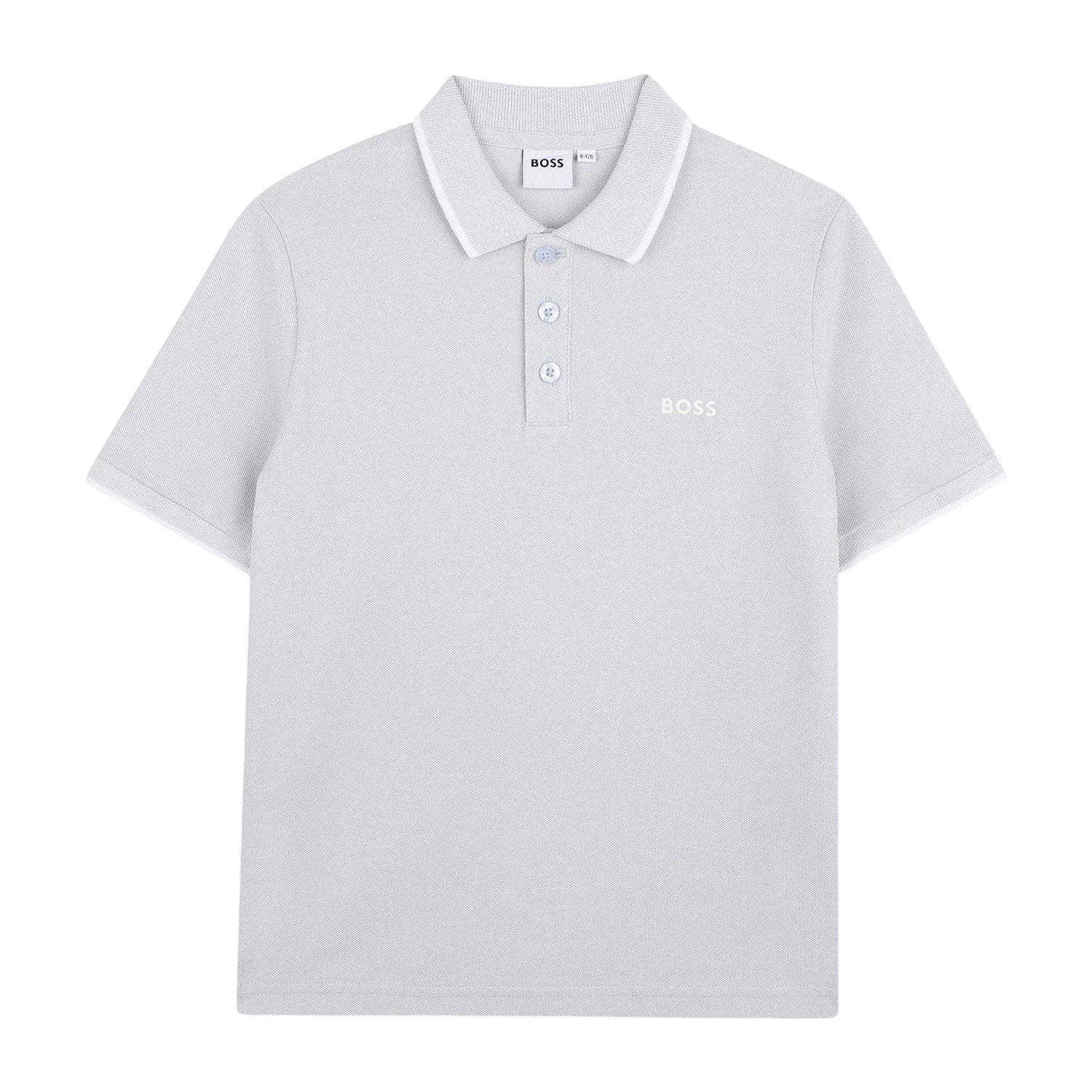 Pale Blue - Front - Boss Childrens-Kids Contrast Tipped Short-Sleeved Polo Shirt