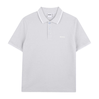Pale Blue - Front - Boss Childrens-Kids Contrast Tipped Short-Sleeved Polo Shirt