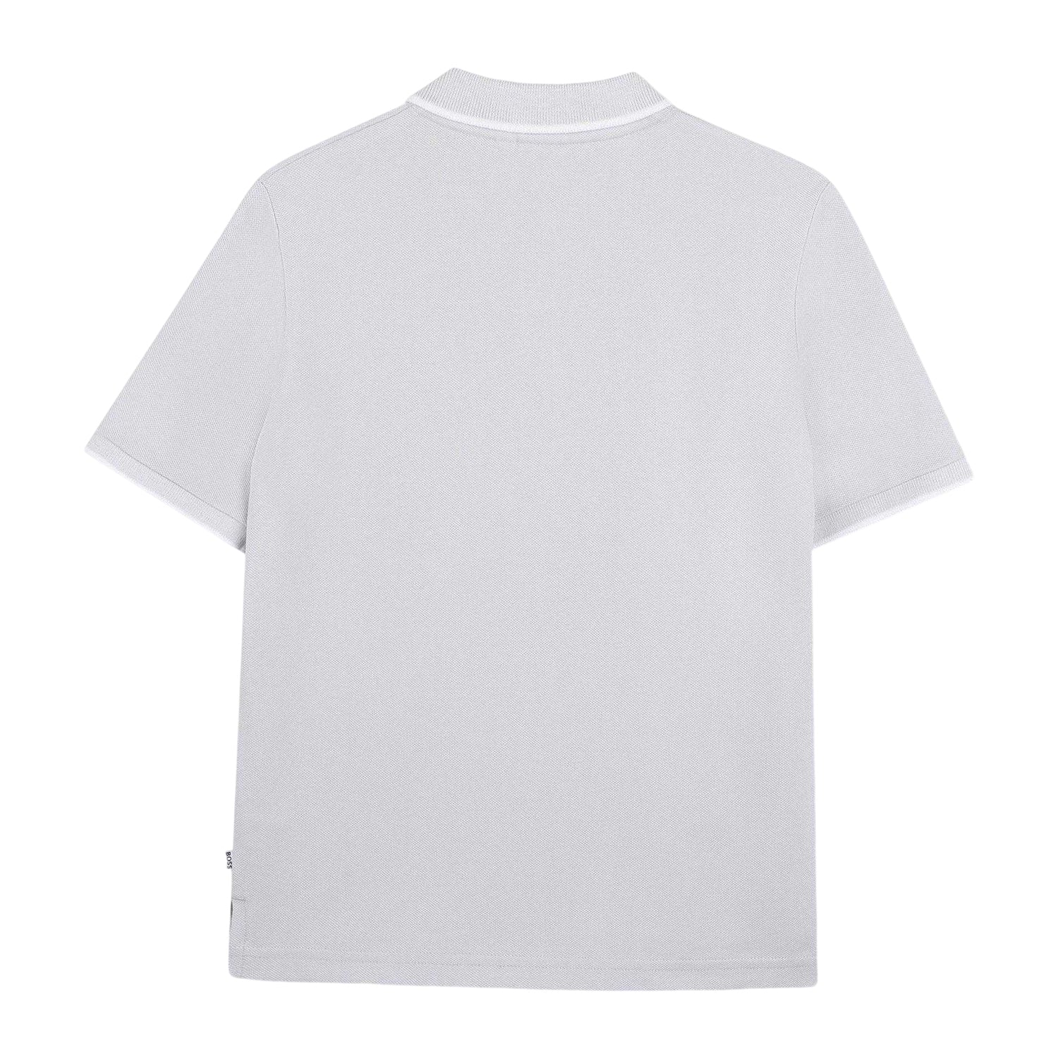 Pale Blue - Back - Boss Childrens-Kids Contrast Tipped Short-Sleeved Polo Shirt