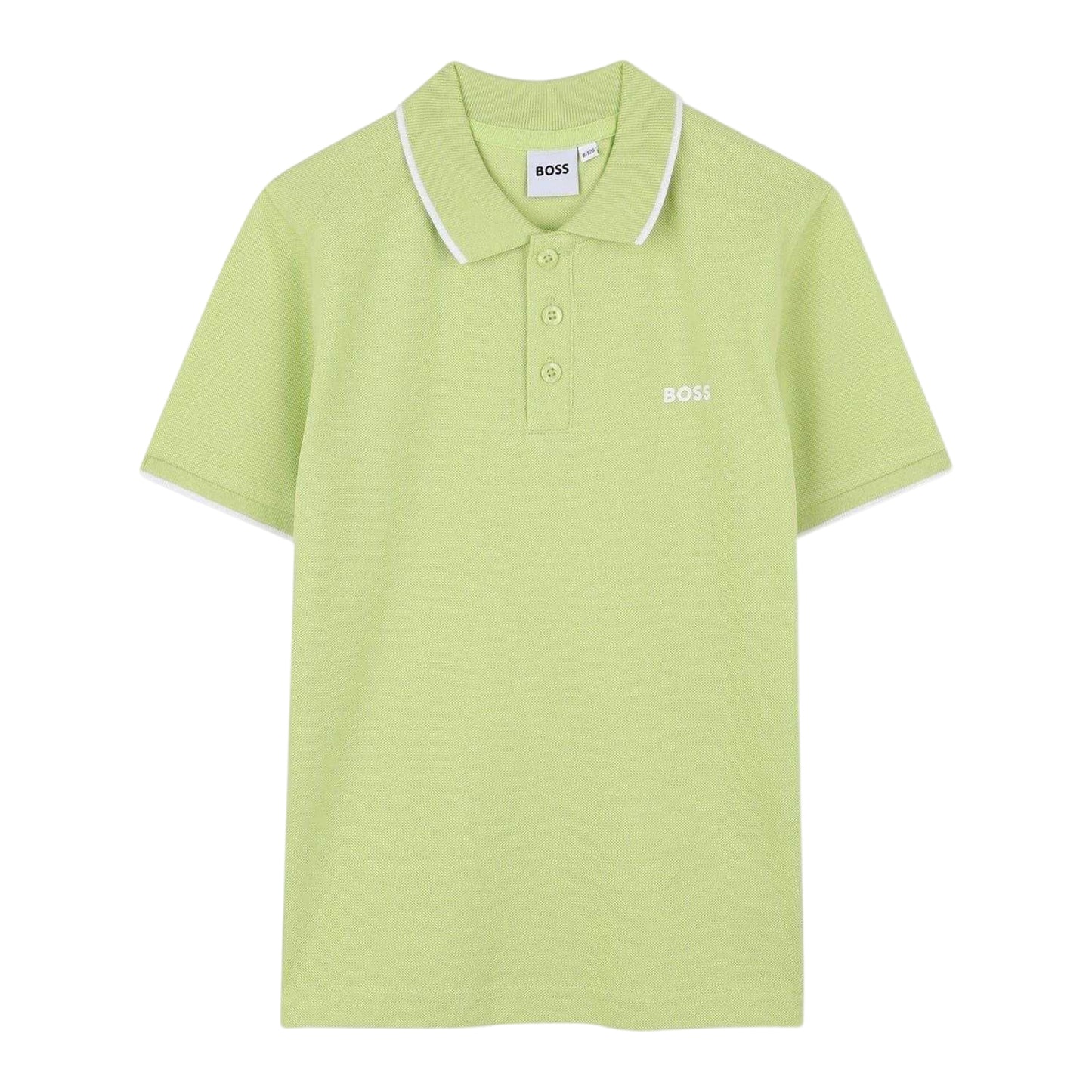 Apple Green - Front - Boss Childrens-Kids Contrast Tipped Short-Sleeved Polo Shirt