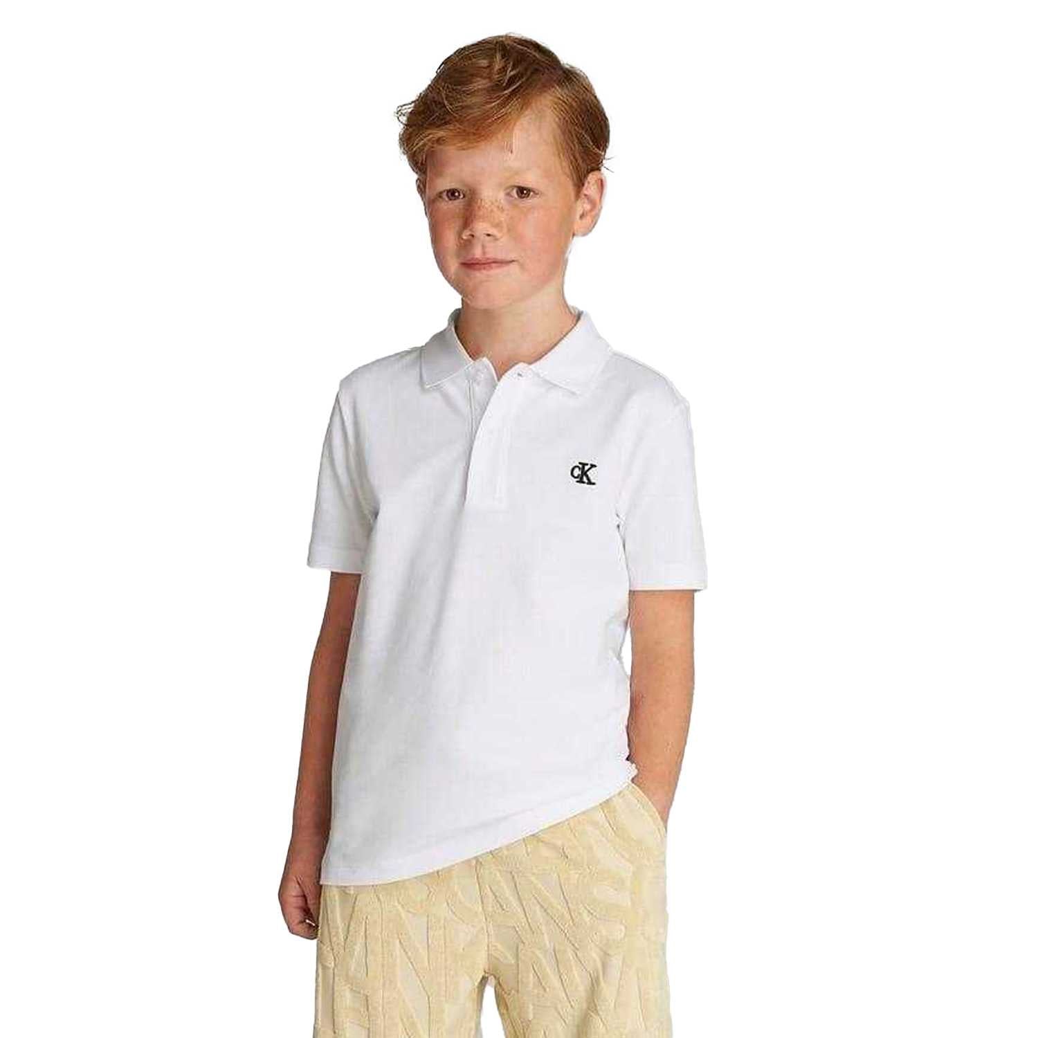White - Side - Calvin Klein Boys Regular Short-Sleeved Polo Shirt
