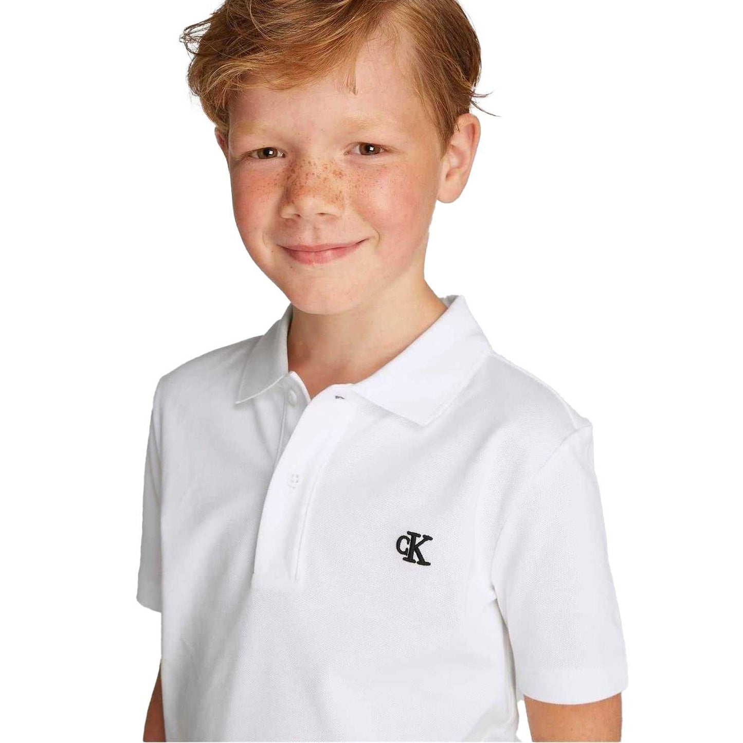 White - Lifestyle - Calvin Klein Boys Regular Short-Sleeved Polo Shirt
