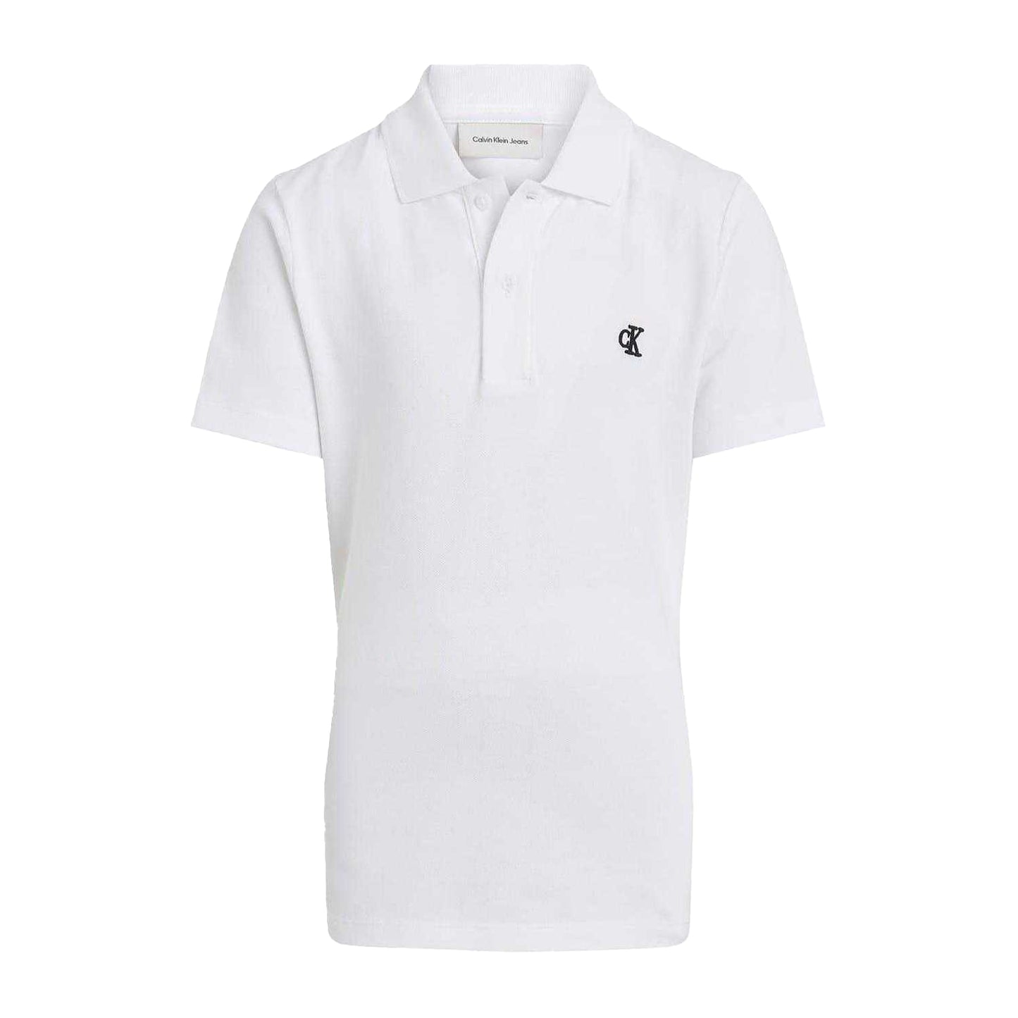 White - Front - Calvin Klein Boys Regular Short-Sleeved Polo Shirt