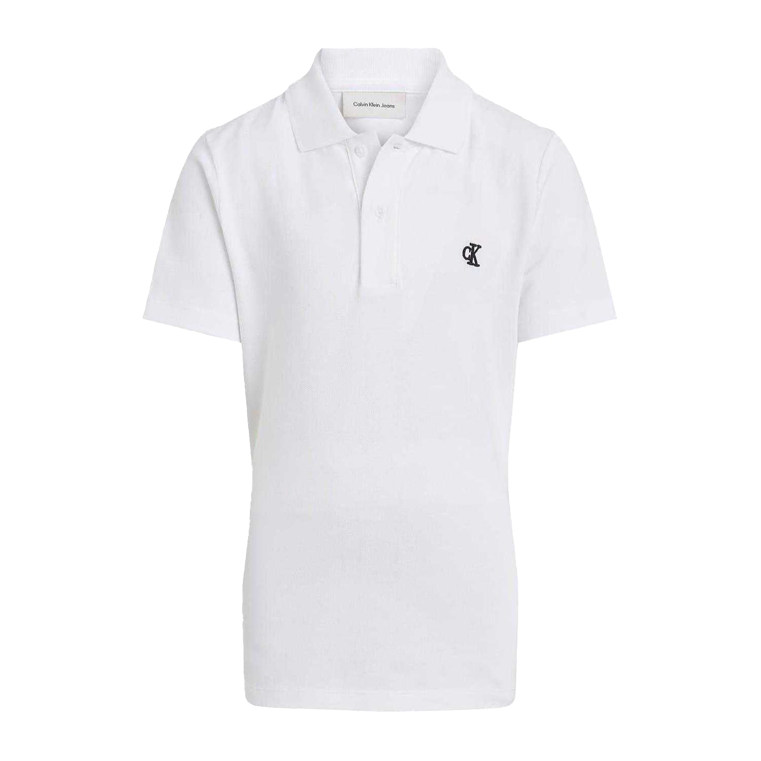 White - Front - Calvin Klein Boys Regular Short-Sleeved Polo Shirt