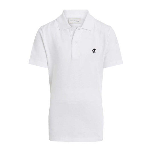 White - Front - Calvin Klein Boys Regular Short-Sleeved Polo Shirt