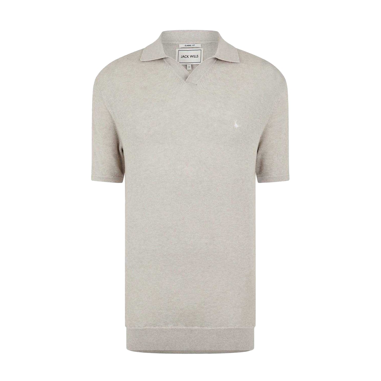 Putty Marl - Front - Jack Wills Mens Knitted Polo Shirt