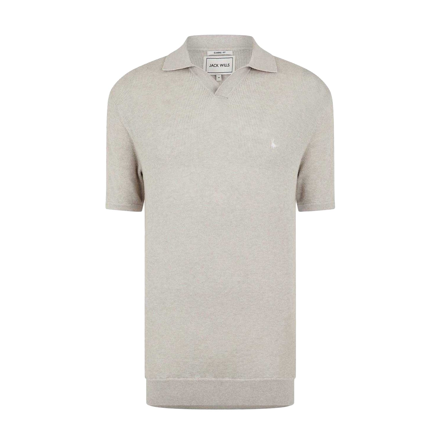 Putty Marl - Front - Jack Wills Mens Knitted Polo Shirt