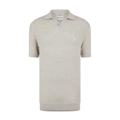 Putty Marl - Front - Jack Wills Mens Knitted Polo Shirt