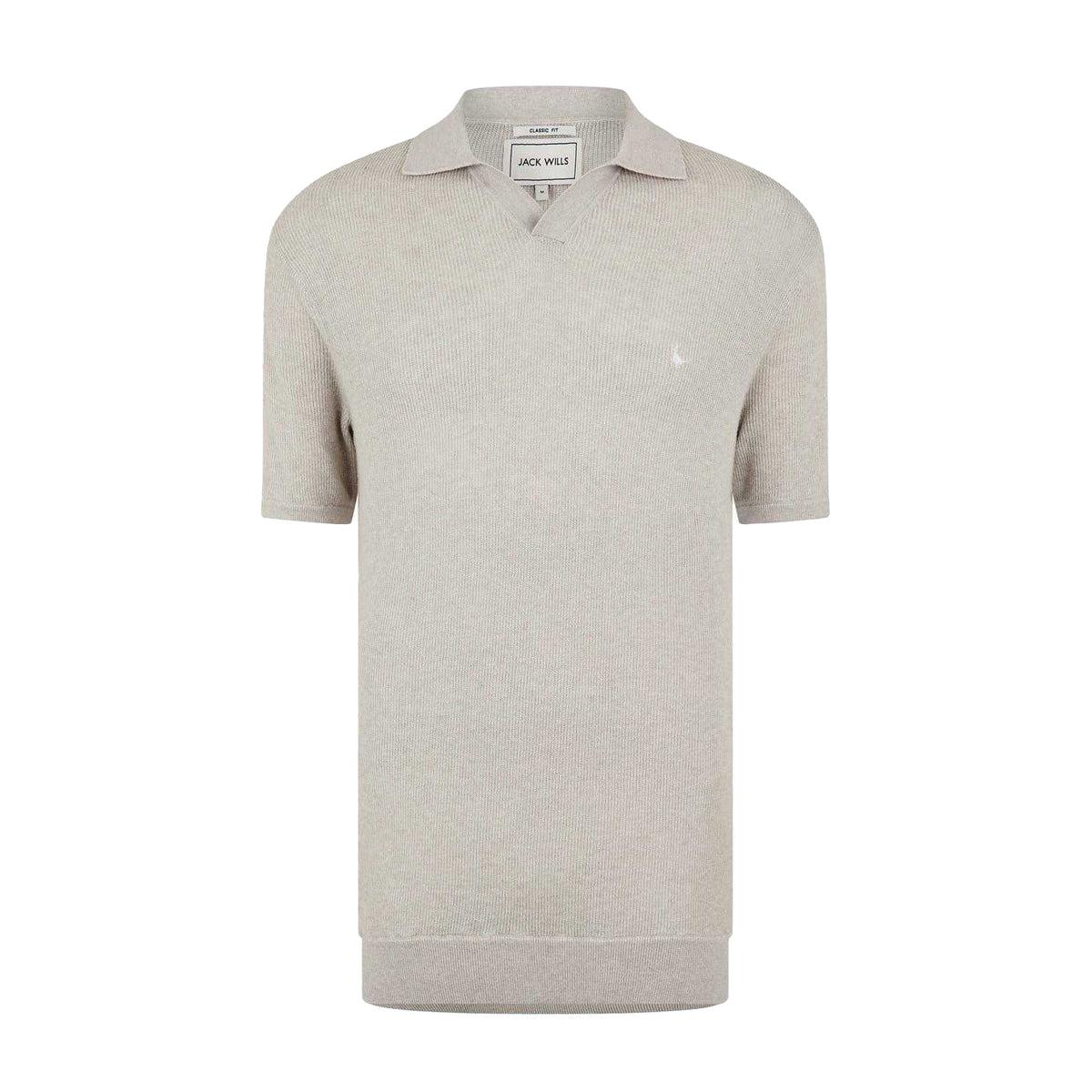 Putty Marl - Front - Jack Wills Mens Knitted Polo Shirt