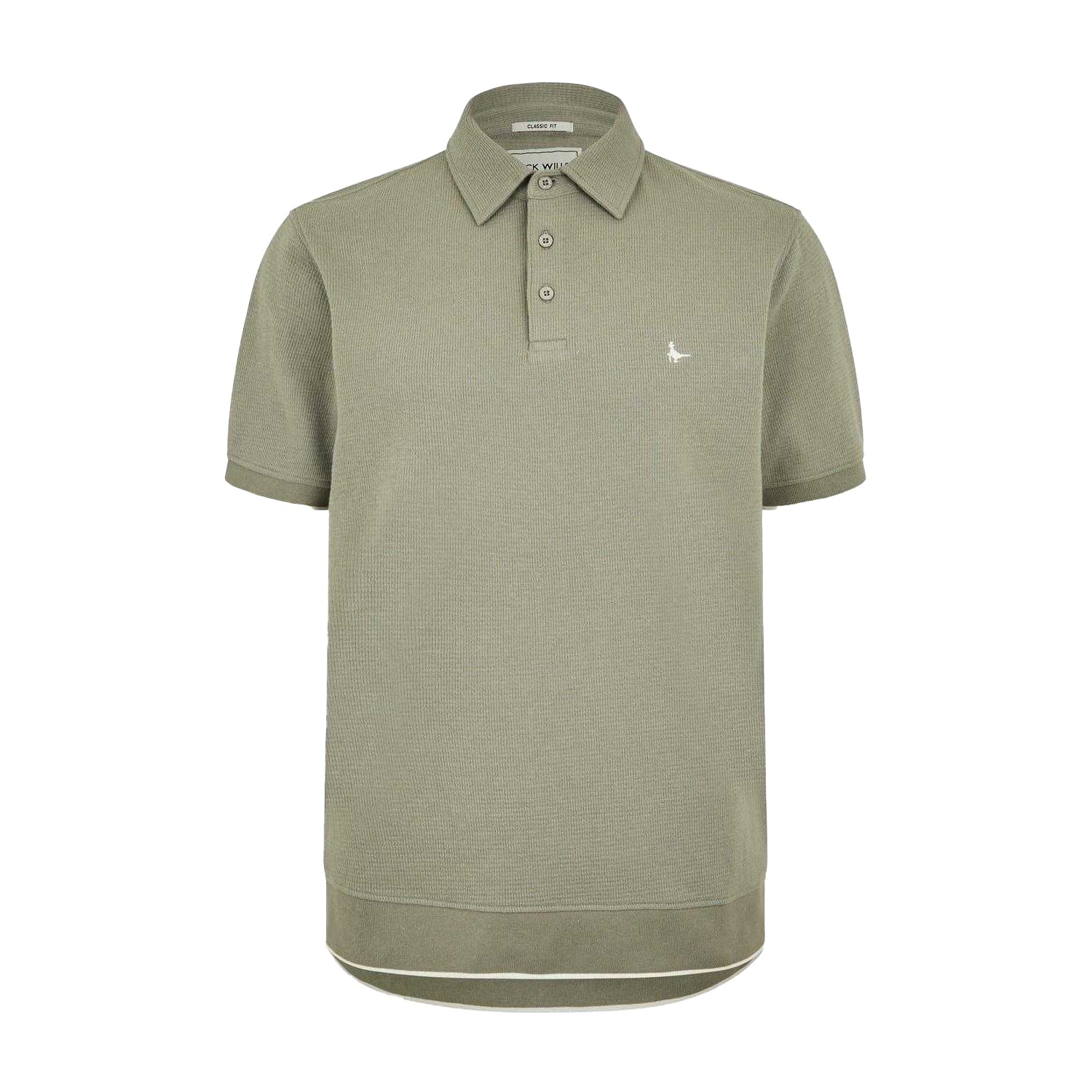 Silver Sage - Front - Jack Wills Mens Textured Regular Short-Sleeved Polo Shirt
