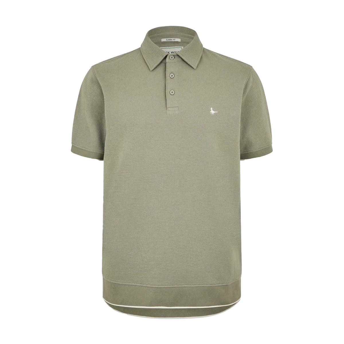 Silver Sage - Front - Jack Wills Mens Textured Regular Short-Sleeved Polo Shirt