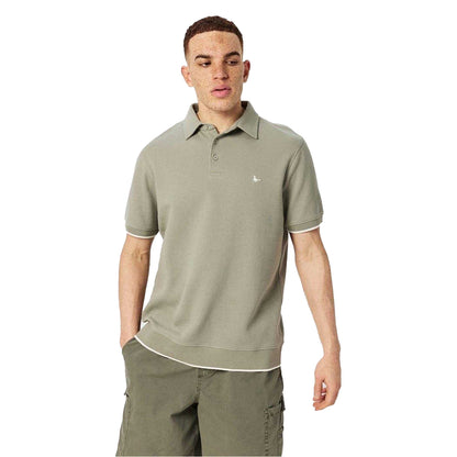 Silver Sage - Side - Jack Wills Mens Textured Regular Short-Sleeved Polo Shirt