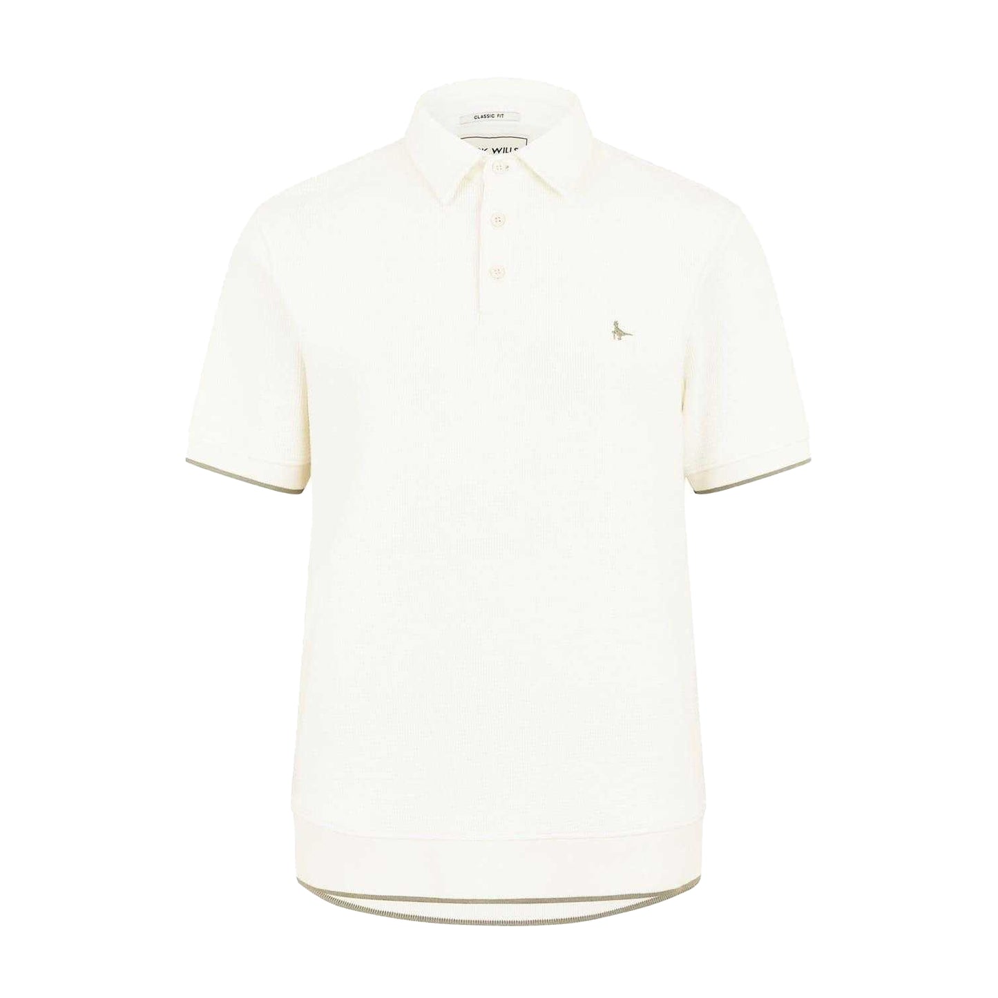 Bone - Front - Jack Wills Mens Textured Regular Short-Sleeved Polo Shirt