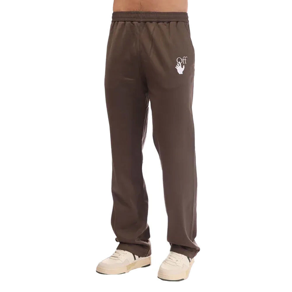 Brown - Front - Off White Unisex Adult Hand Off Slim Jogging Bottoms