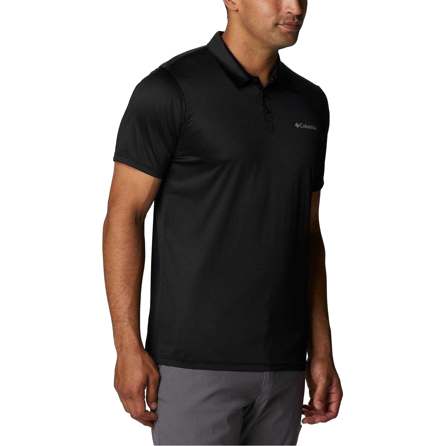 Black - Side - Columbia Mens Short-Sleeved Polo Shirt