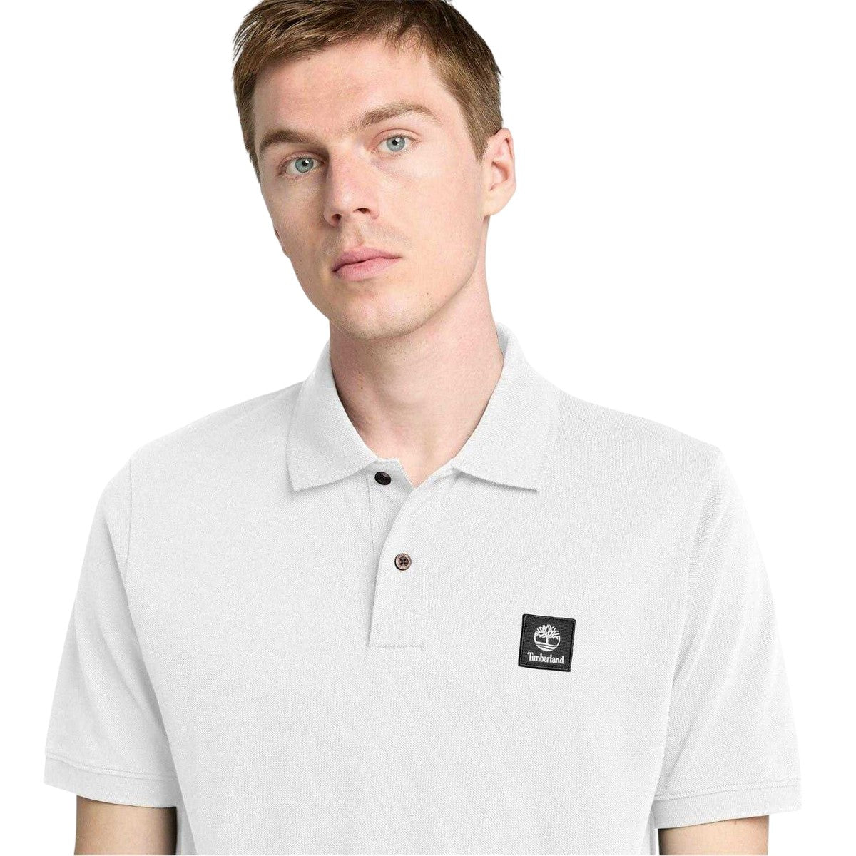 White - Back - Timberland Mens Badge Regular Short-Sleeved Polo Shirt