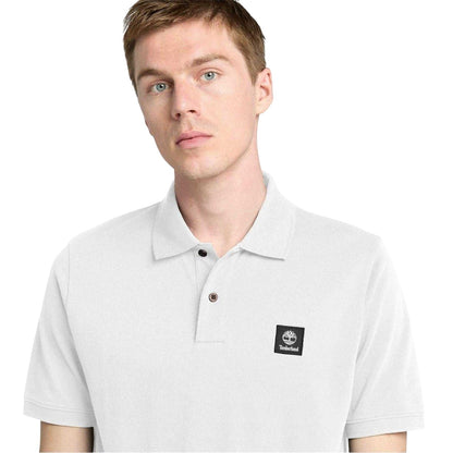 White - Back - Timberland Mens Badge Regular Short-Sleeved Polo Shirt