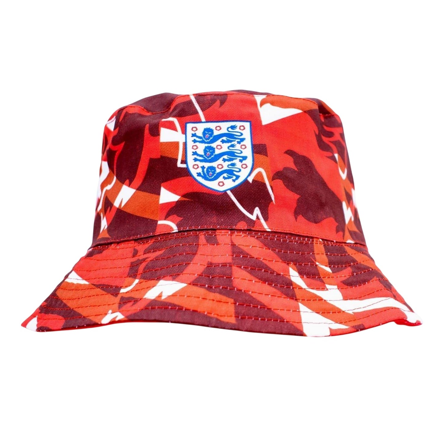Red-White - Back - England Unisex Adult Camouflage Fabric Bucket Hat