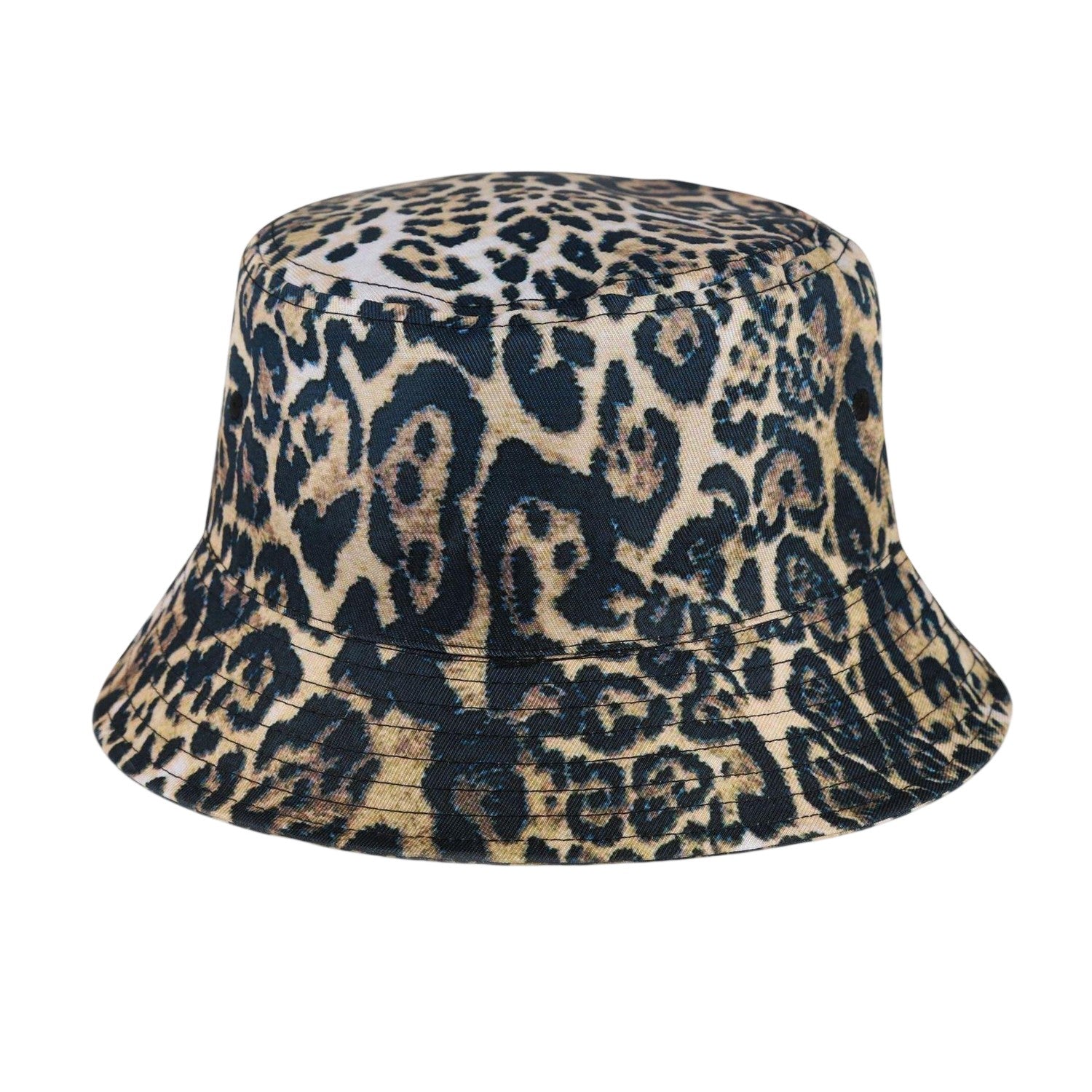 Brown - Back - Spiral Unisex Adult Leopard Print Casual Bucket Hat