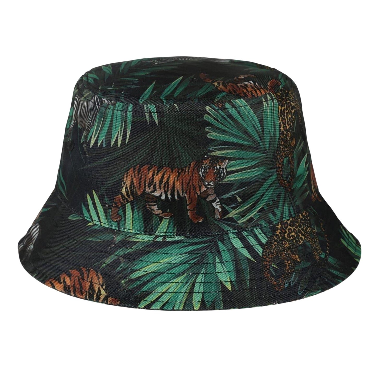 Tropical Print - Back - Spiral Unisex Adult Jungle Bucket Hat