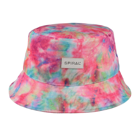 Pink - Front - Spiral Tie Dye Bucket Hat