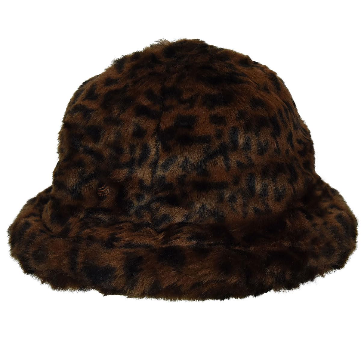 Brown - Back - Kangol Womens-Ladies Leopard Print Faux Fur Casual Bucket Hat