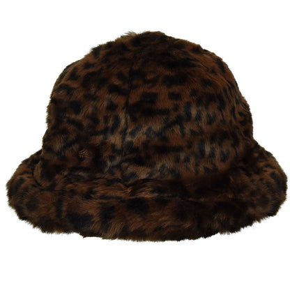 Brown - Back - Kangol Womens-Ladies Leopard Print Faux Fur Casual Bucket Hat