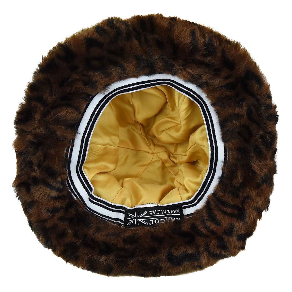 Brown - Side - Kangol Womens-Ladies Leopard Print Faux Fur Casual Bucket Hat