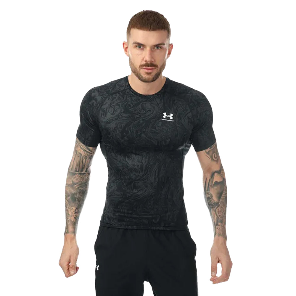 Black - Front - Under Armour Mens Printed HeatGear Compression T-Shirt