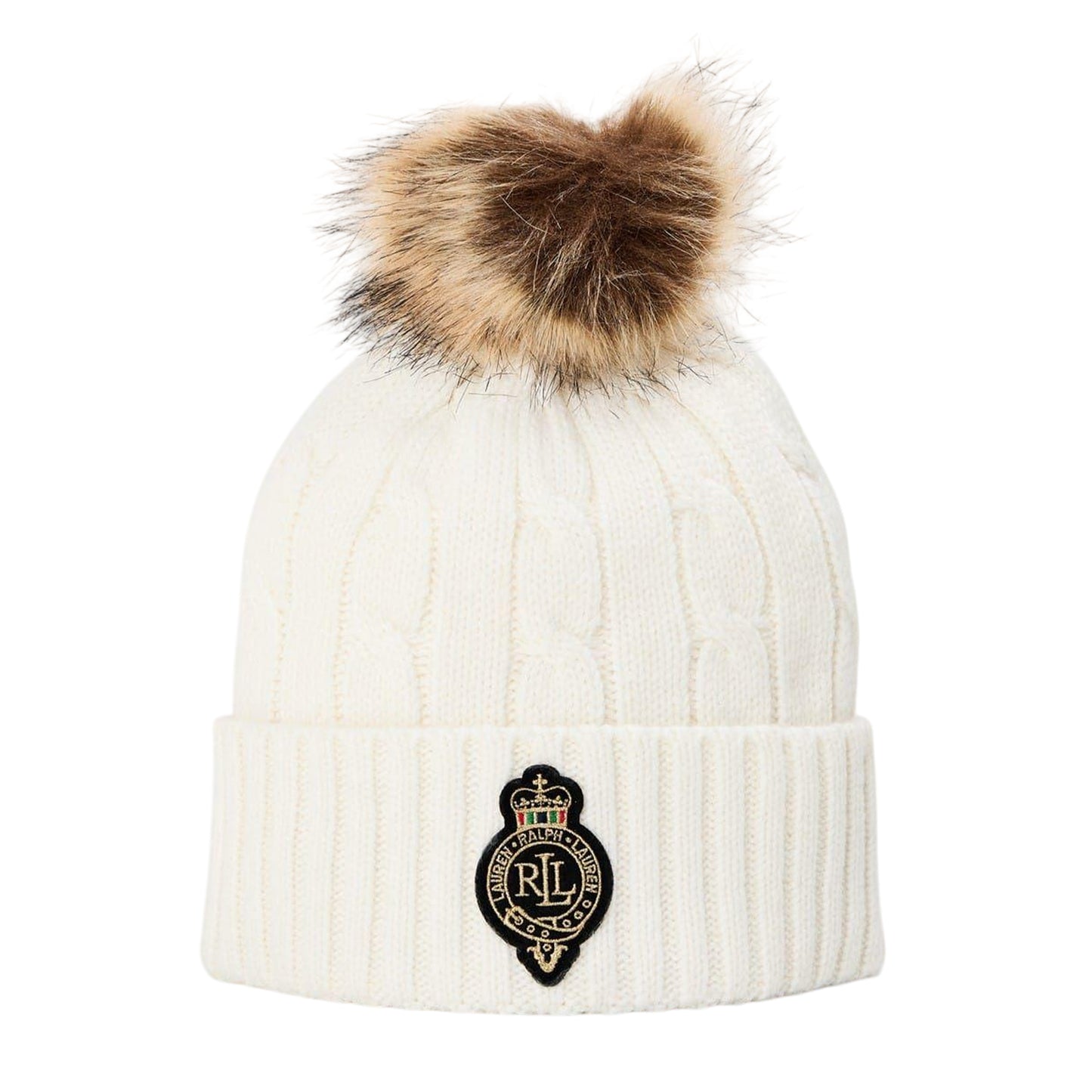 Cream - Front - Ralph Lauren Womens-Ladies Polo Beanie
