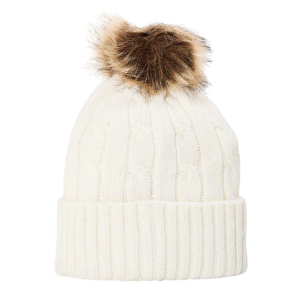 Cream - Back - Ralph Lauren Womens-Ladies Polo Beanie