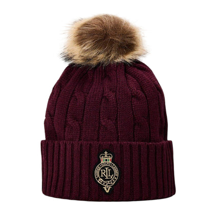 Deep Garnet - Front - Ralph Lauren Womens-Ladies Polo Beanie