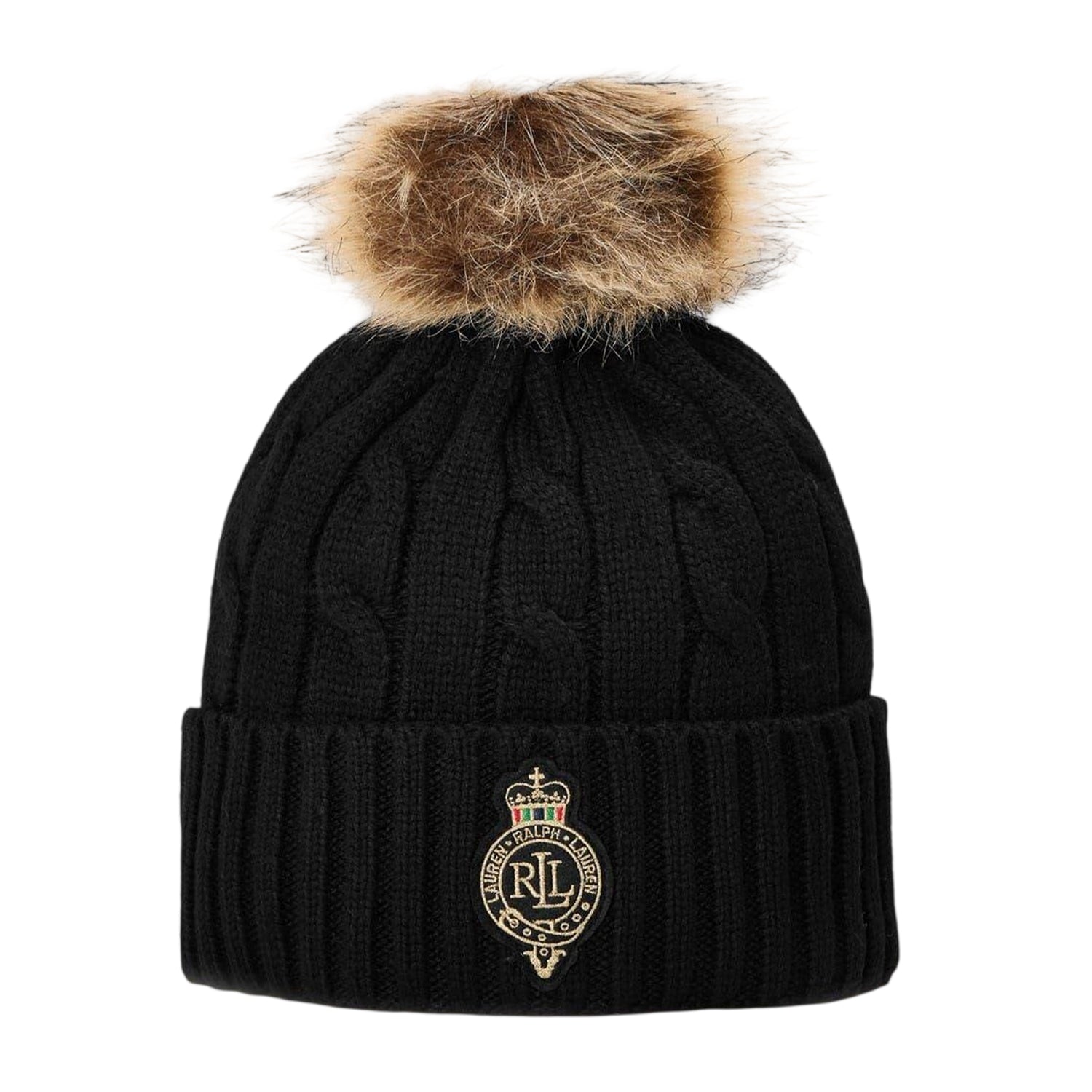 Black - Front - Ralph Lauren Womens-Ladies Polo Beanie