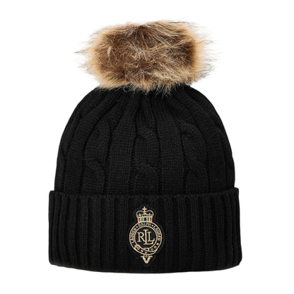 Black - Front - Ralph Lauren Womens-Ladies Polo Beanie