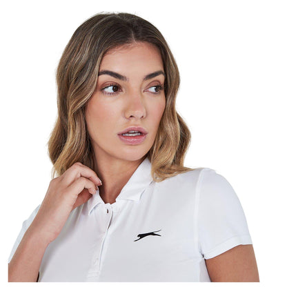 White - Side - Slazenger Womens-Ladies Sports Polo Shirt