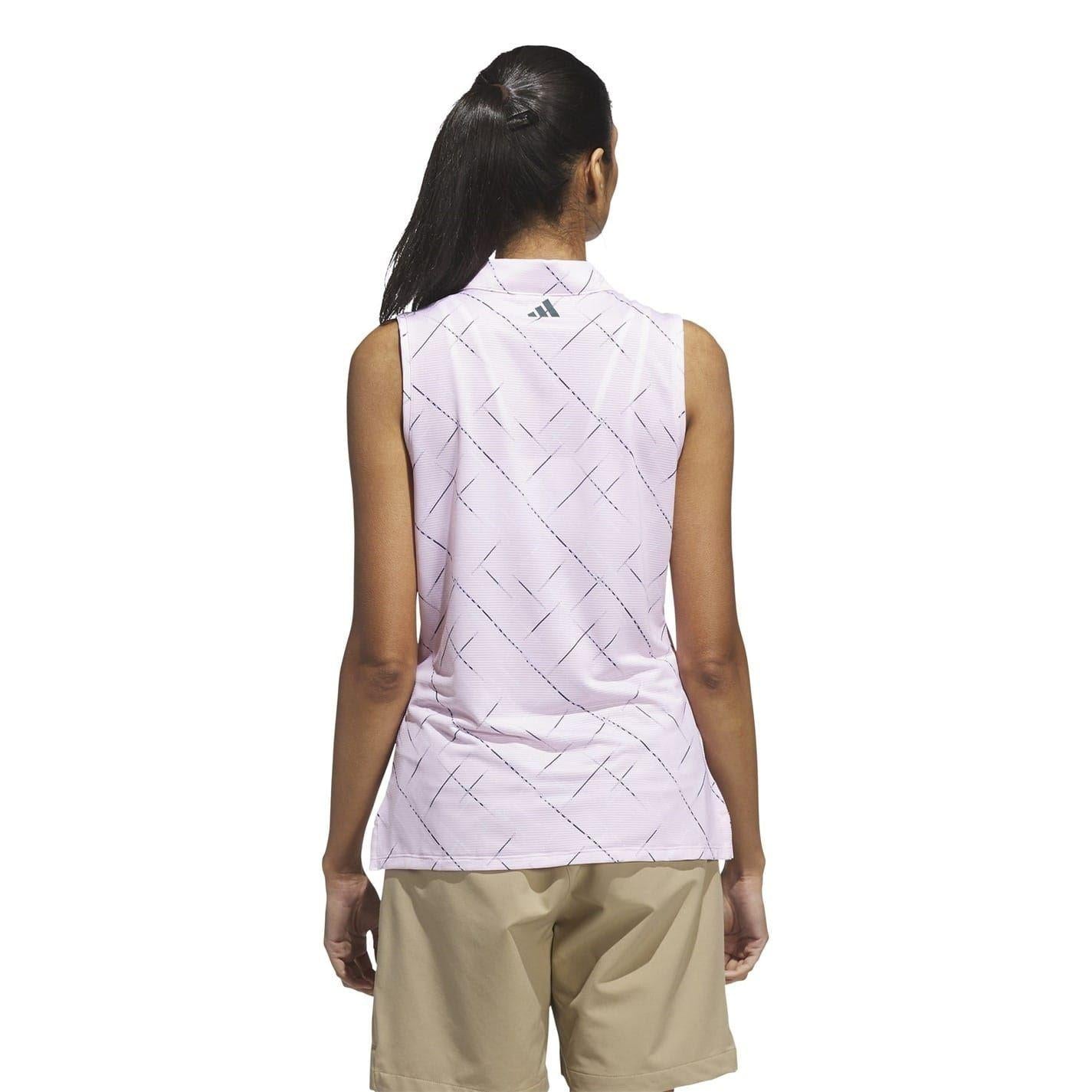 Clear-Pink - Back - Adidas Womens-Ladies Golf Polo Shirt