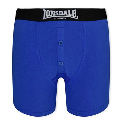 Blue-Black - Front - Lonsdale Boys Boxer Shorts (Pack of 2)
