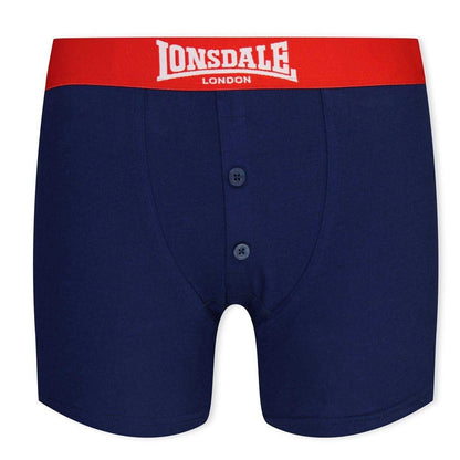 Navy-Bright Red - Front - Lonsdale Boys Boxer Shorts (Pack of 2)