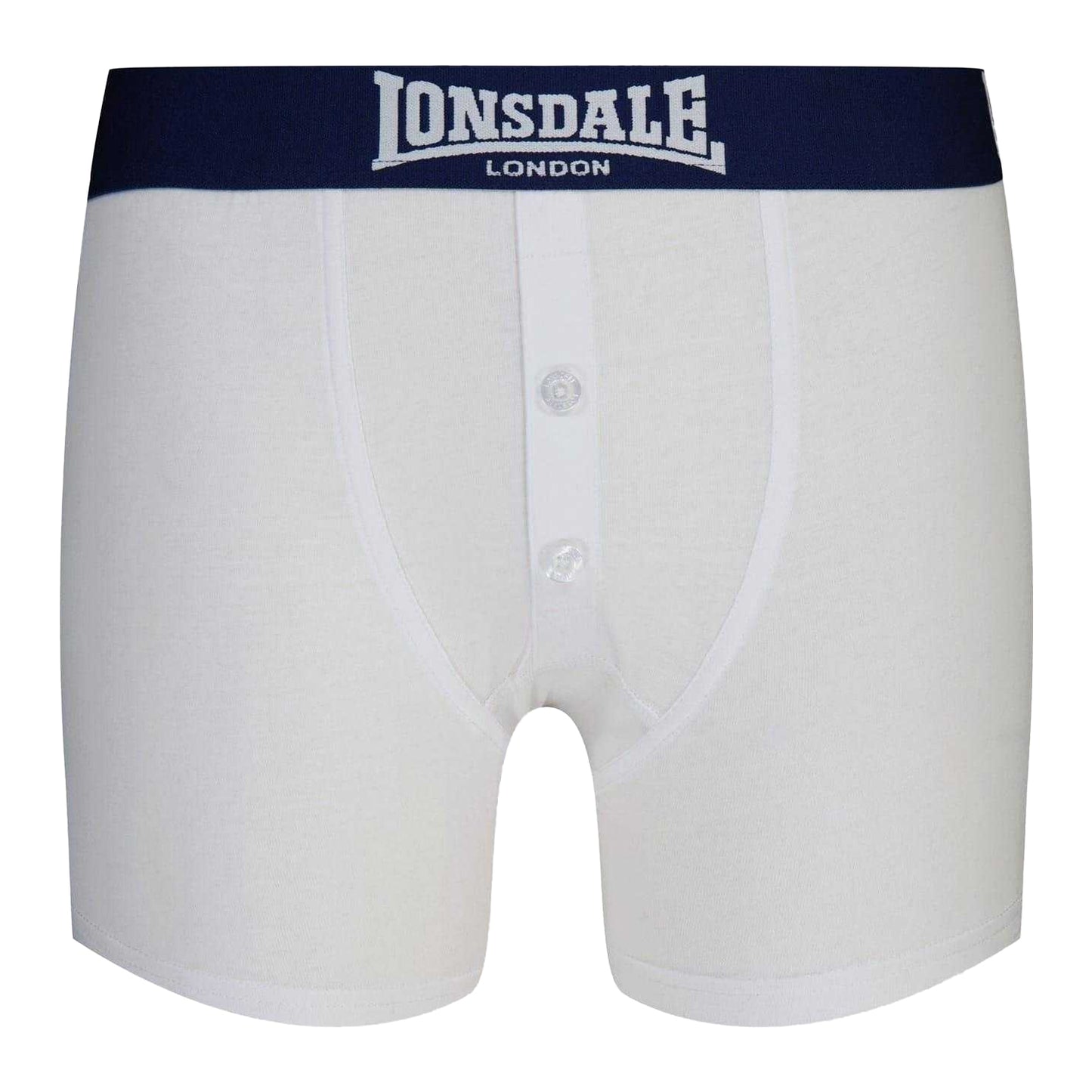 White-Navy - Front - Lonsdale Boys Boxer Shorts (Pack of 2)