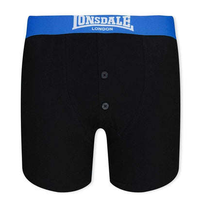 Black-Bright Blue - Front - Lonsdale Boys Boxer Shorts (Pack of 2)