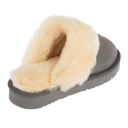 Grey - Back - EverAu Womens-Ladies Raven Suede Slippers