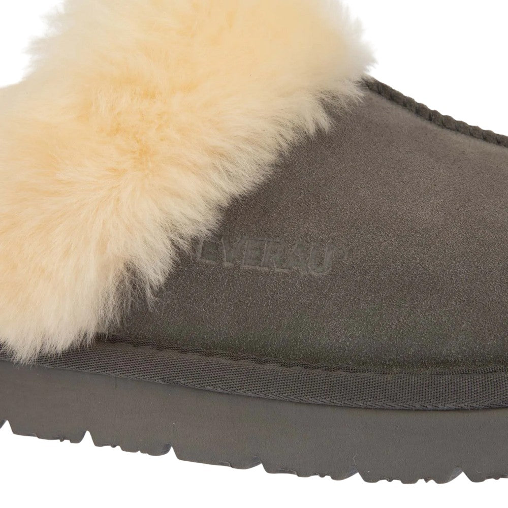 Grey - Pack Shot - EverAu Womens-Ladies Raven Suede Slippers