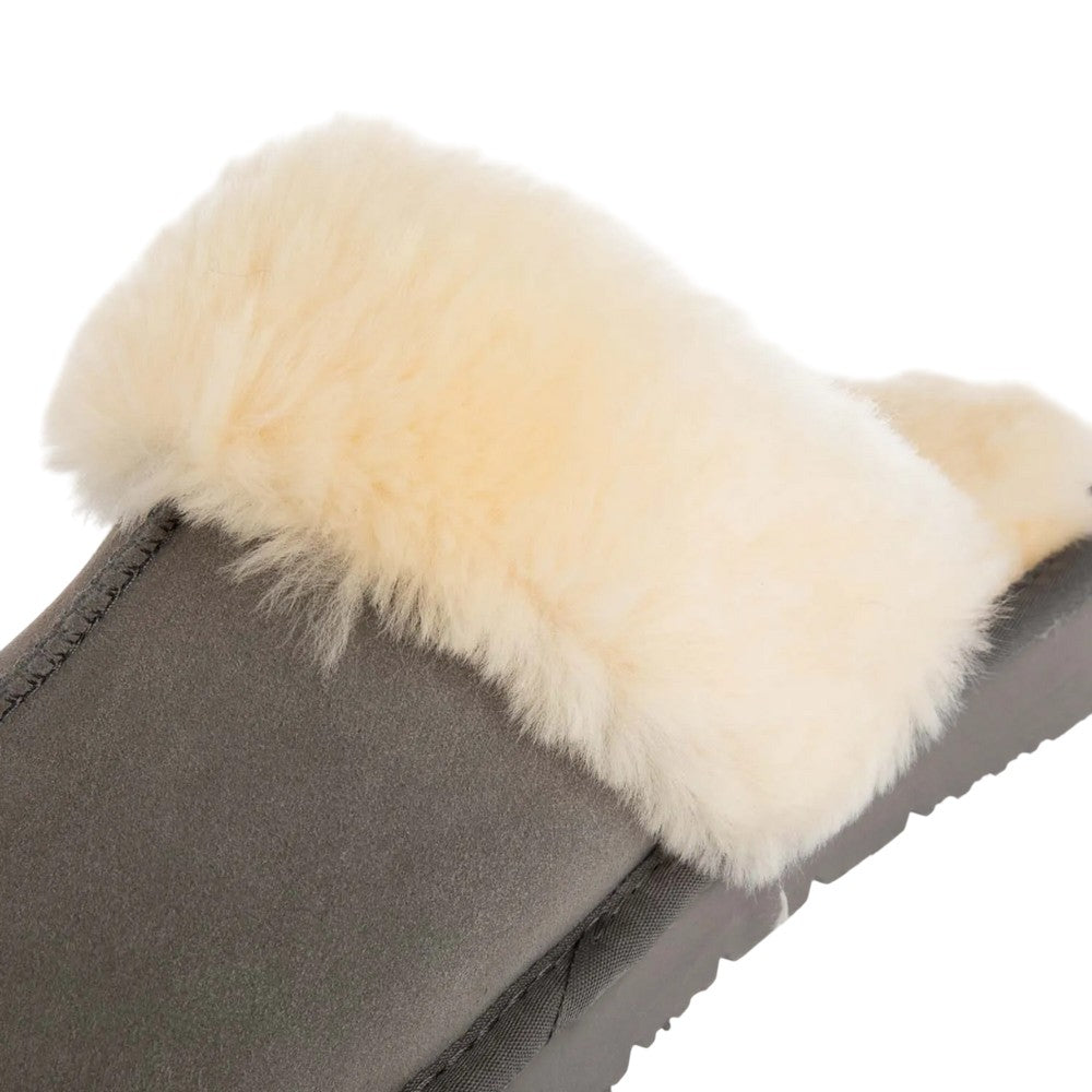 Grey - Close up - EverAu Womens-Ladies Raven Suede Slippers