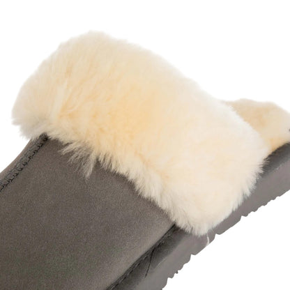 Grey - Close up - EverAu Womens-Ladies Raven Suede Slippers