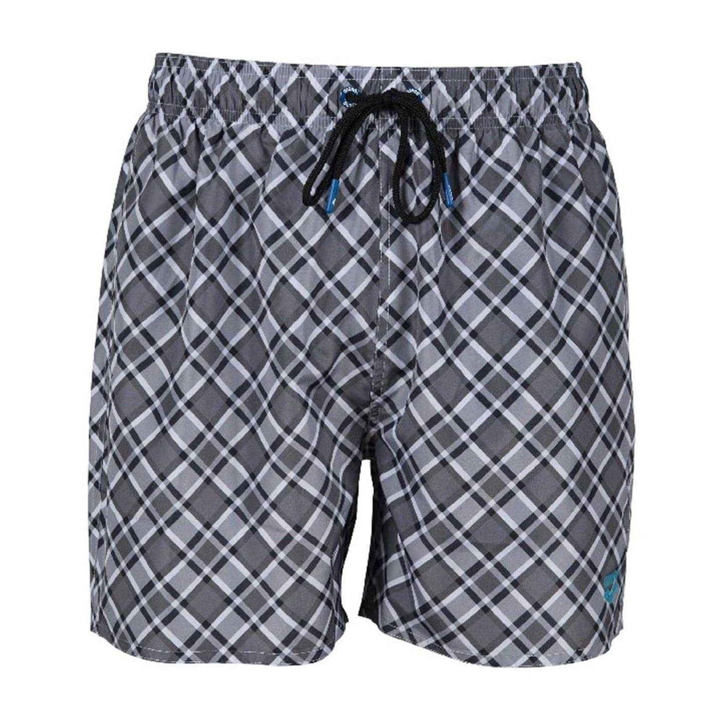 Asphalt-Multicoloured - Front - Arena Mens Fundamental Plaid Swim Shorts