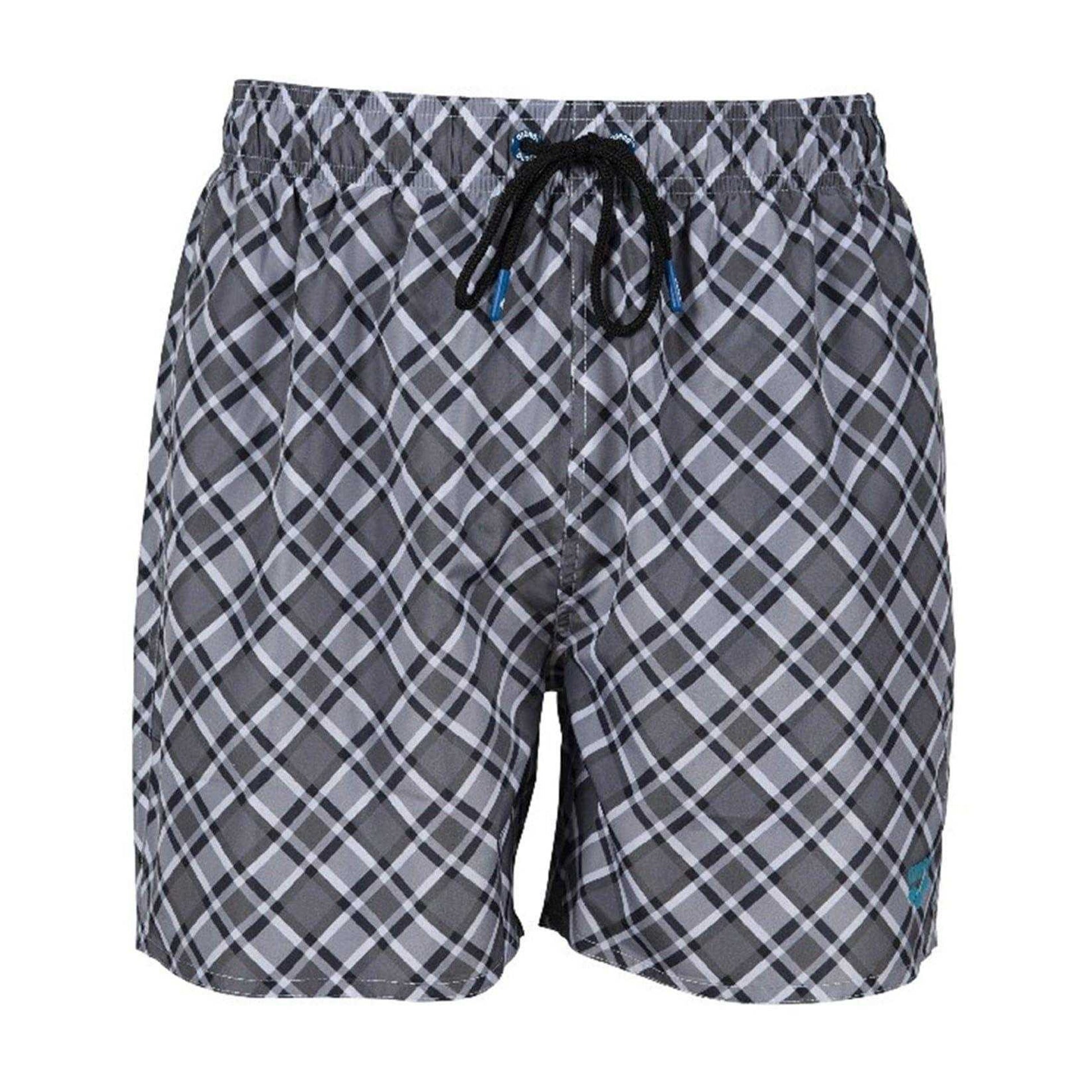 Asphalt-Multicoloured - Front - Arena Mens Fundamental Plaid Swim Shorts